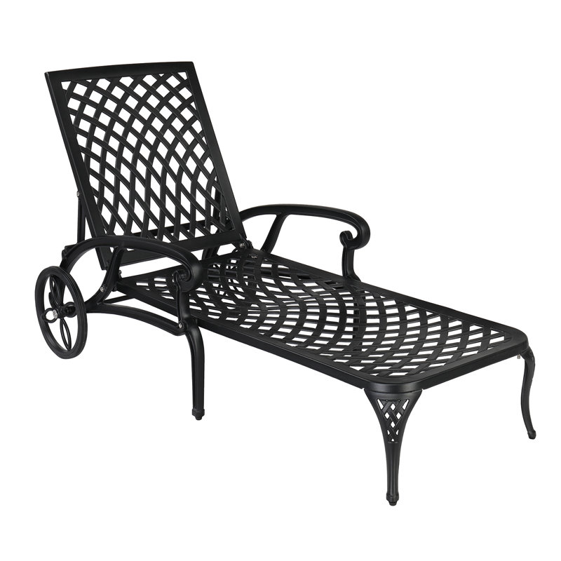 Chaise longue d'extérieur en métal Dashani, Noir