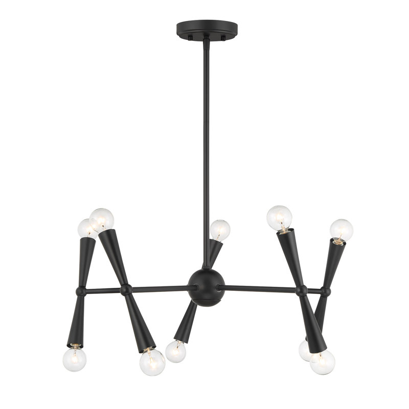 Lustre 10 lumières Keyiona, Noir mat