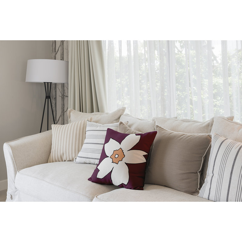 Housse de coussin carrée/insert, H 16 po x l 16 po, Prune-pêche