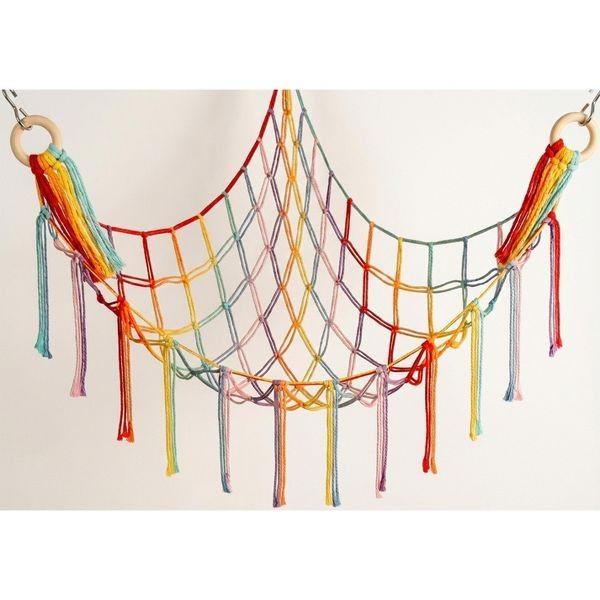 Grand hamac de rangement pour animaux en peluche rose bébé, Arc-en-ciel