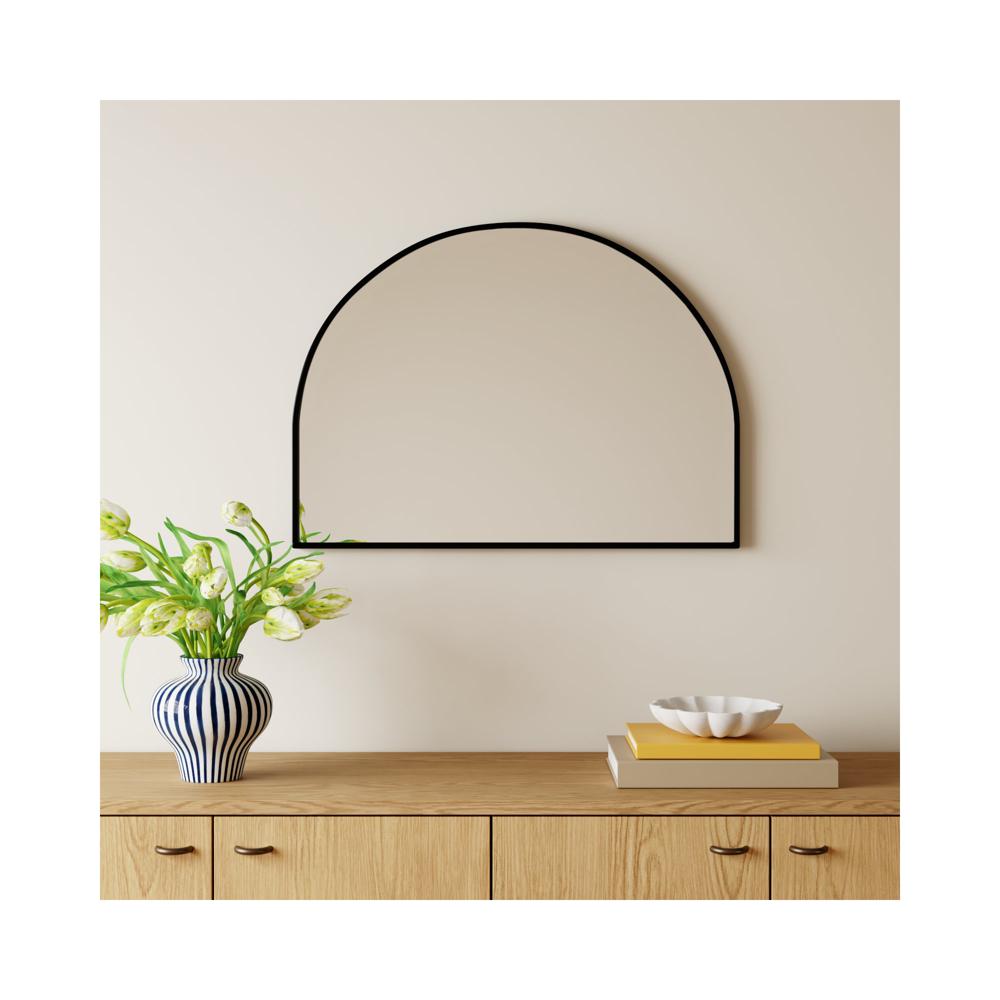 Sabine Metal Arch Wall Mirror, 24" x 33", Black