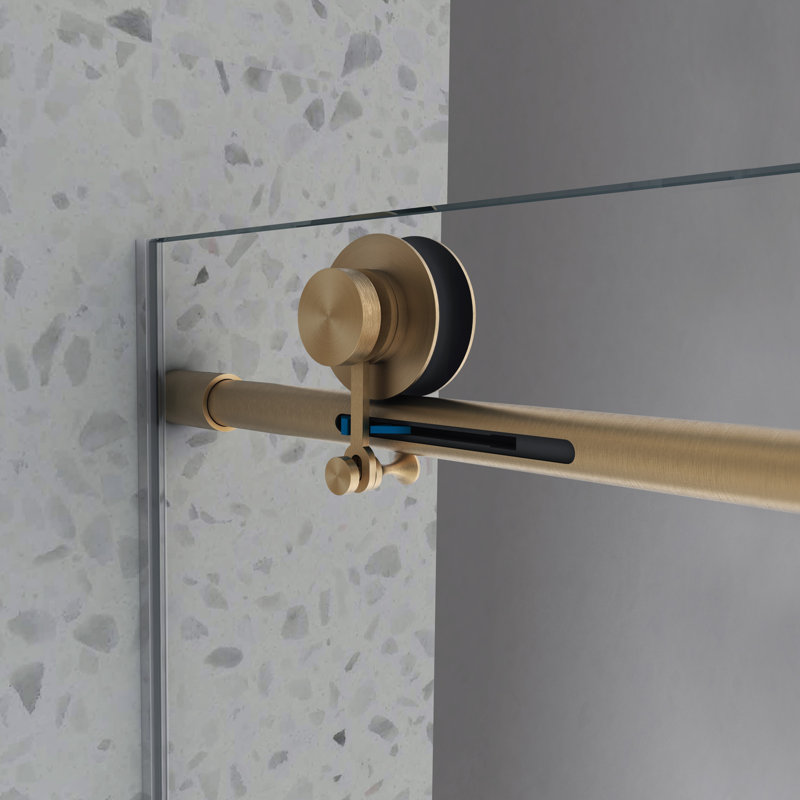 Porte de douche en or brossé 60 po x l 63 po avec cadre réglable en verre trempé 5/16 po