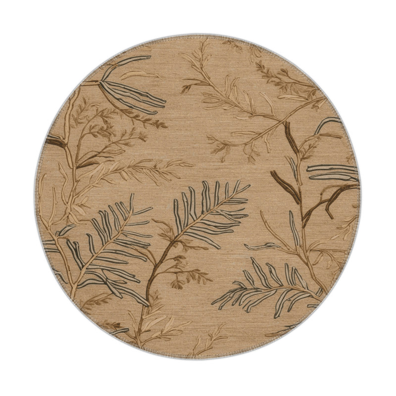 Tapis beige d'intérieur et d'extérieur Nature, Rond 5 pi