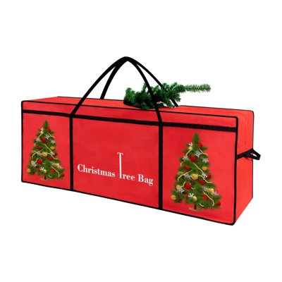 7.5 Ft Christmas Tree Storage Bag 600D Oxford 60X18X25in Reusable Heavy Duty Red