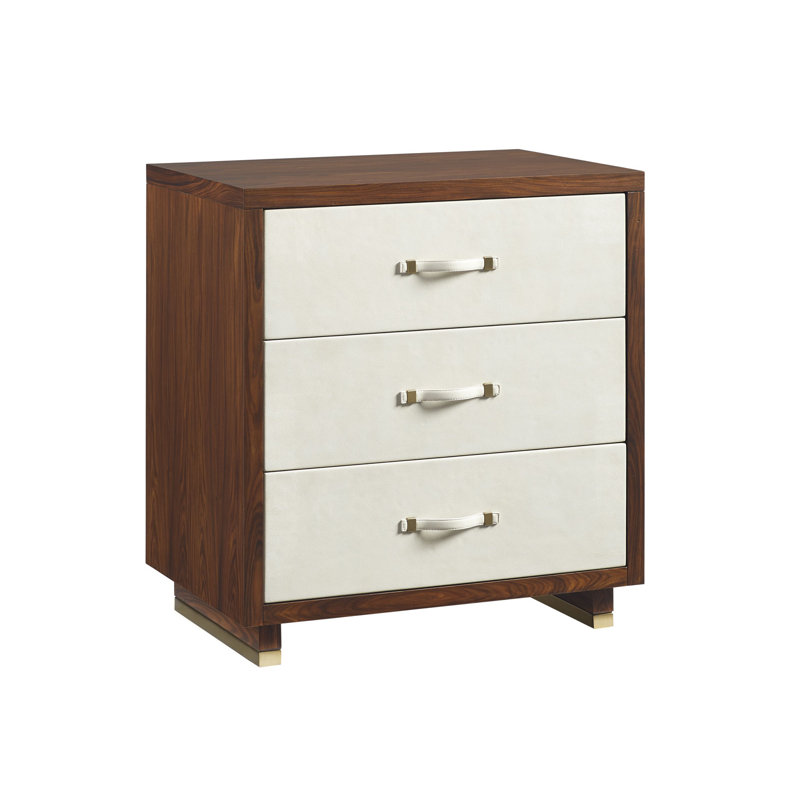 Table de chevet 3 tiroirs Chapman en brun / blanc