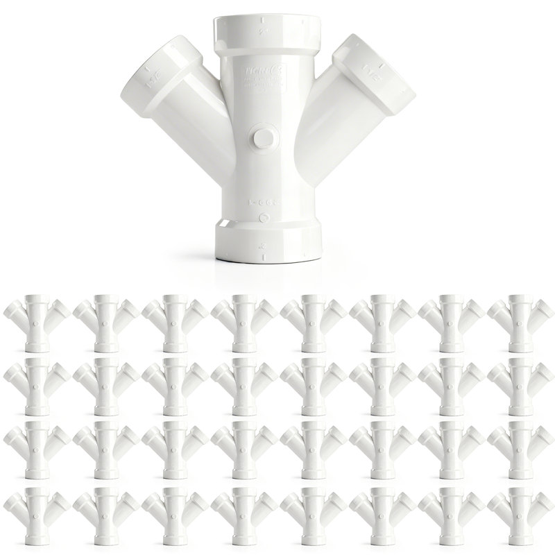 2 po. Hub double WYVD en PVC, drain en PVC blanc, raccord d'évacuation et d'évacuation, (paquet de 20)