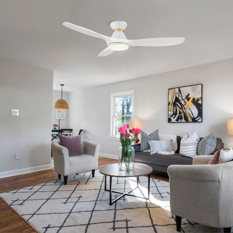 52 Inches Dyonne Ceiling Fan with Light, White