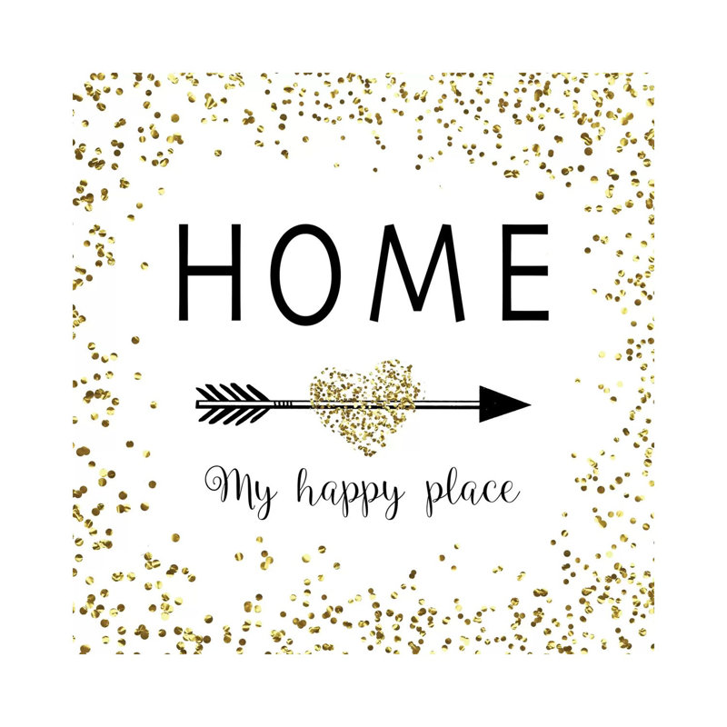 Home - My Happy Place by - Wrapped Canvas Typography, 30.48 cm H x 30.48 cm W