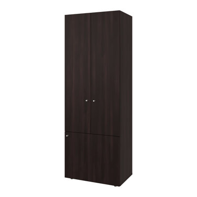 Closet Set 2-Piece 78.7" H, Storage Cabinet with Upper Extension Unit, Four Doors – Dark Walnut