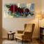 Ensemble de 3 reproductions d'art sur toile, roses rouges et fleurs bleues sur toile-1500789947