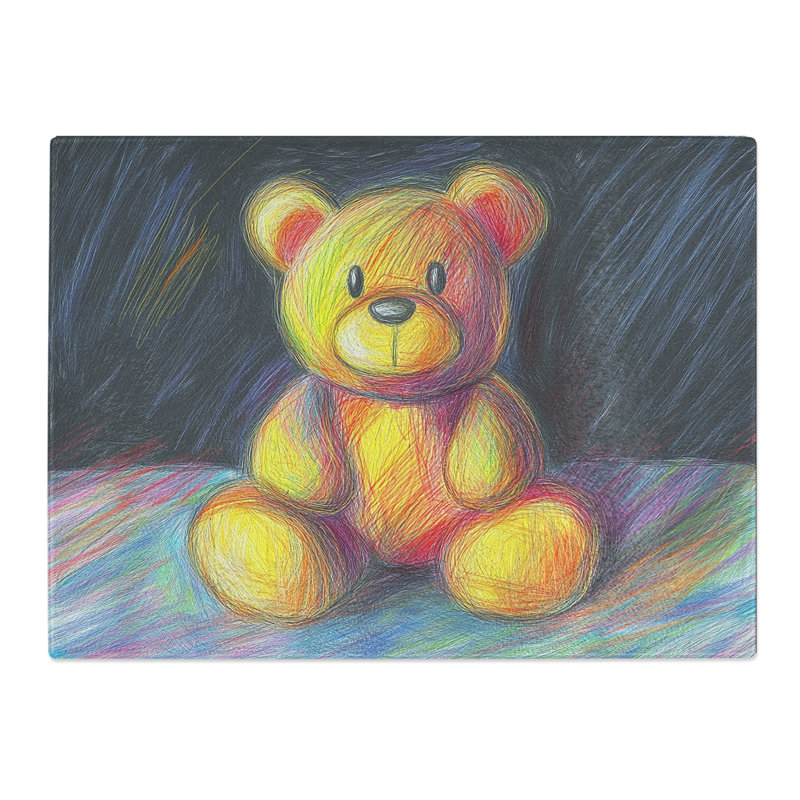 Teddy Bear Crayon  Glass Chopping Board