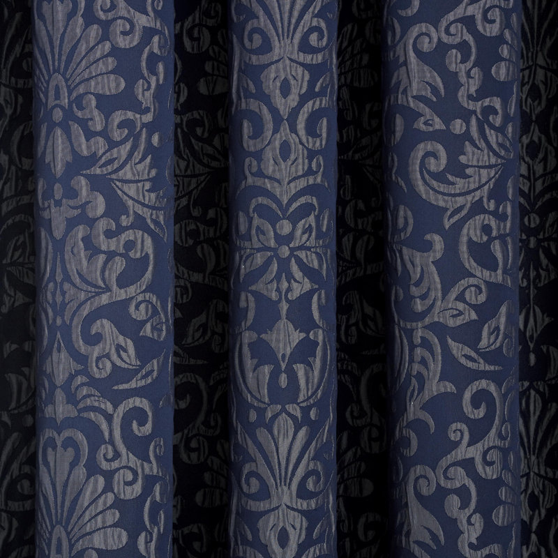Lamina Room Darkening Curtain Pair, Navy, Width 229 x Drop 183cm