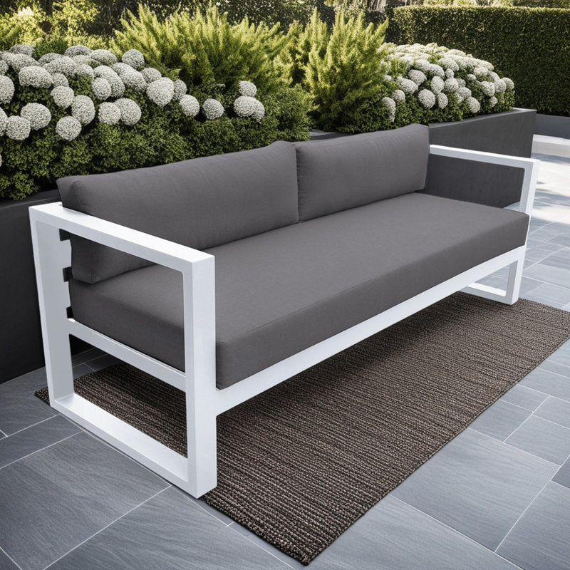 Canapé d'extérieur en aluminium gris foncé et blanc Granto
