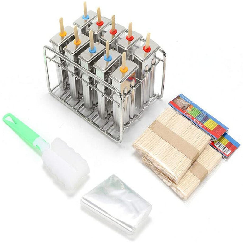 Oukaning 10Pcs Stainless Steel Ice Cream Stick Popsicle Mold 