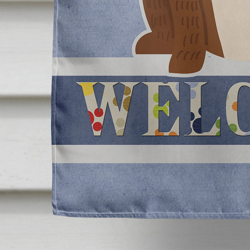Polyester 2 côtés 40 x 28 po welcome drapeau maison, Bouledogue anglais blanc bringé assis