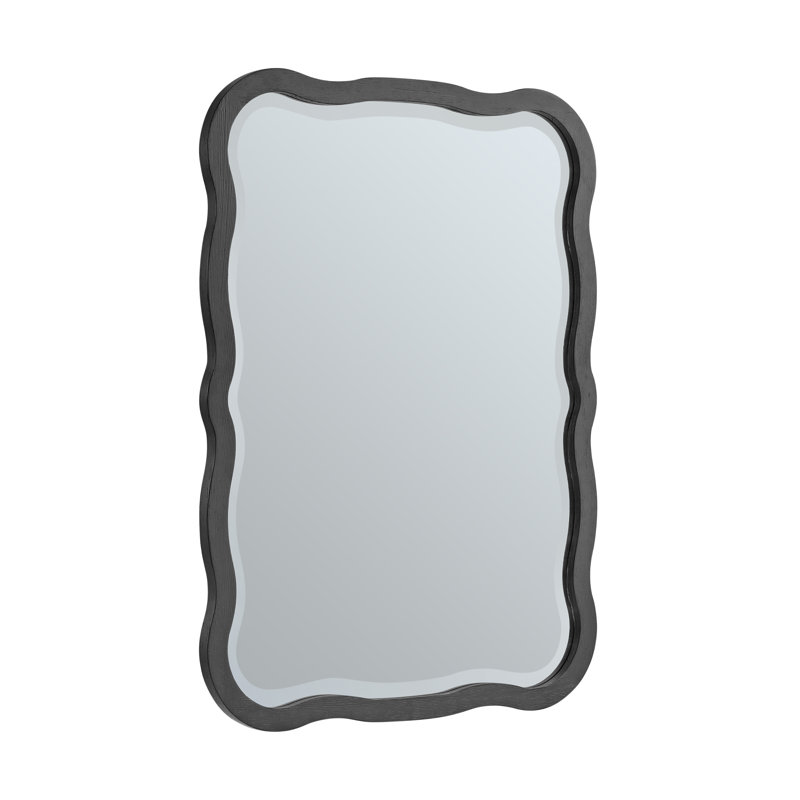 Rowyn Solid Wood Wavy Wall Mirror, Carbon Oak