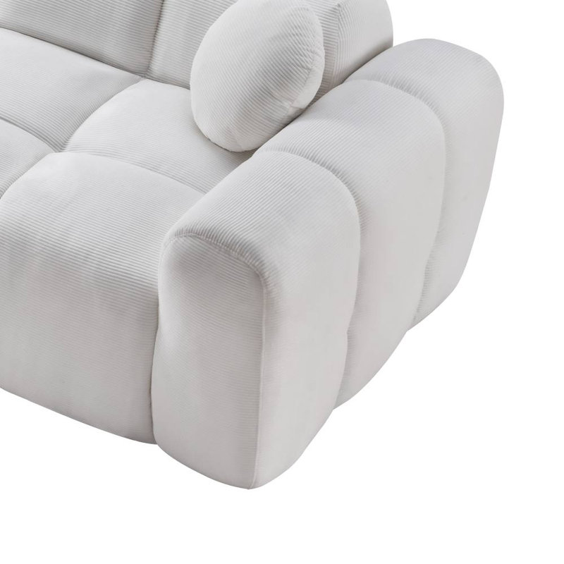 Canapé 3 places avec 2 coussins (blanc)