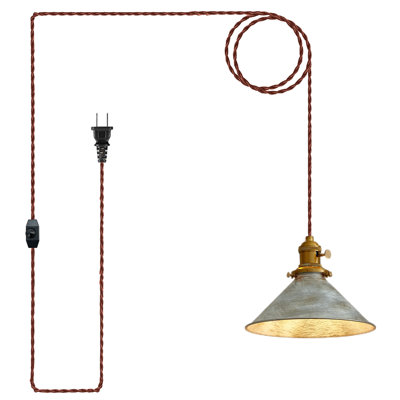 Luminaires suspendus rétro Oyisen avec cordon réglable Interrupteur marche / arrêt à cordon réglable de 14 pi avec cage industrielle argent antique, lampe suspendue à finition en métal vieilli pour éclairage maison de campagne, loft et café