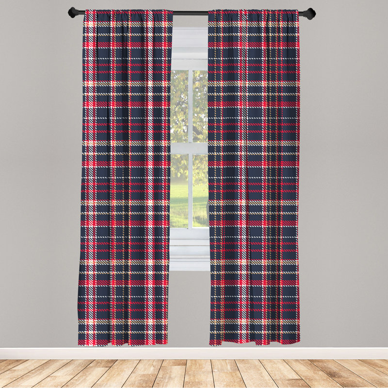 Plaid Semi-Sheer Rod Pocket Curtain Panels, 28" W x 63" L