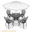 5-Piece Patio 35.43" Round Dining Set with Umbrella Hole, 5 Armchairs with Beige Cushions-1354040571-1354040570