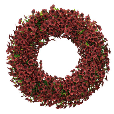 Couronne de porte 24 po artificielle pour tous les jours, faux floral buis violet pour porche intérieur et extérieur, fenêtre, mur, foyer, décoration de maison et de mariage