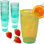 21 oz Teal Ribbed Cups - Ensemble de 8 verres en acrylique - Gobelets réutilisables pour café glacé, cocktails, limonade, eau - Verres sans BPA pour la cuisine, la piscine ou le patio