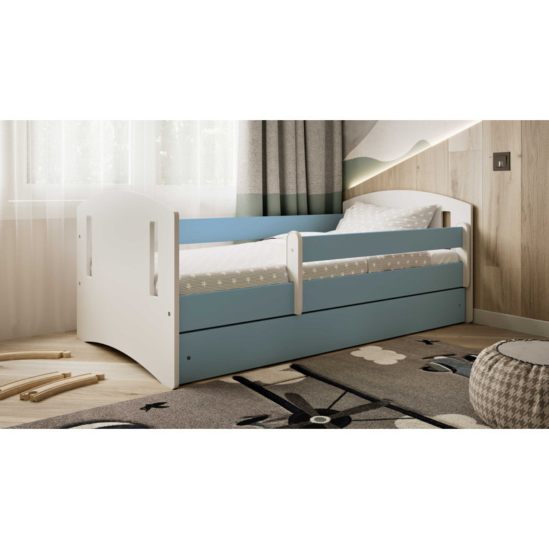 Hermes Drawer Convertible Bed and Mattress, European Toddler (80 x 160 cm), Blue
