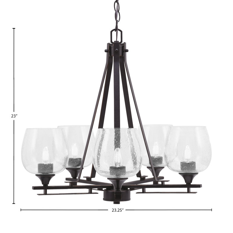 Lustre 5 lumières Uptowne illustré en finition granit foncé avec verre transparent de 6 po