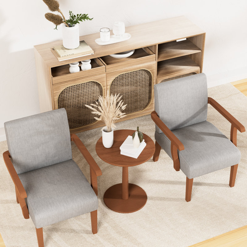 Fauteuil en tissu avec table d'appoint en bois Cozy Hauteur gris