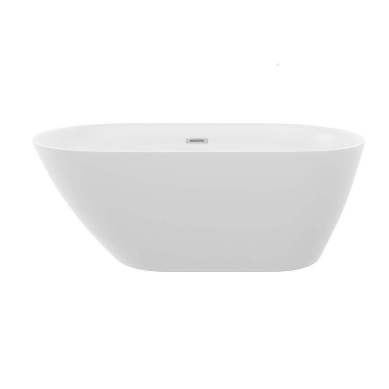 Acrylic Freestanding Bathtub Stand Alone Soaker Tub, Glossy White Acrylic, POP-UP Chrome Drain
