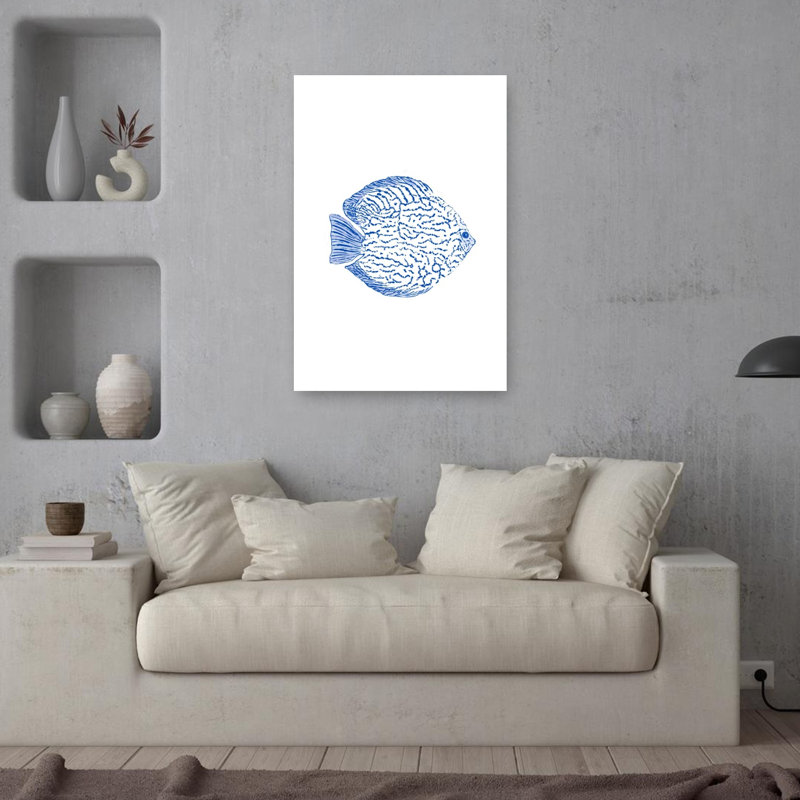 Poisson Discus bleu paisible et serein, impression d'art mural contemporain représentant la nature de l'océan