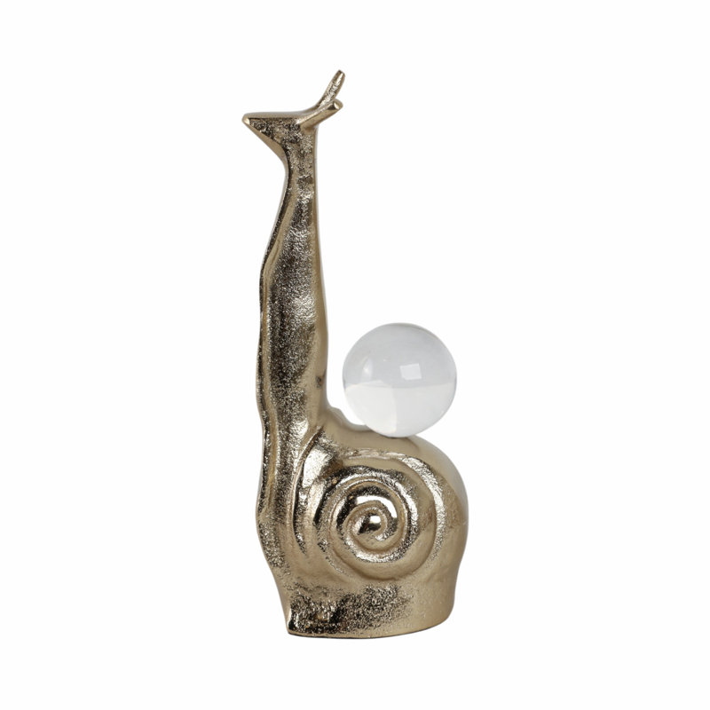Sagebrook Home 10X4" Tall Snail With Acrylic Ball, Gold