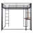 Full Size White Metal Loft Bed with Desk & Shelves-1780176621