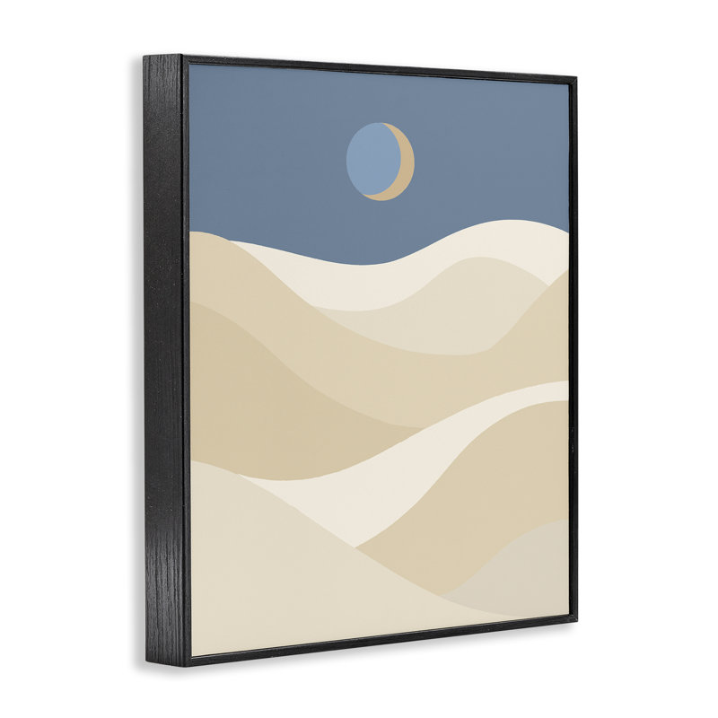  Croissant de lune sur dunes, estampe numérique encadrée par Daphne Polselli, H 14 po x l 11 po, Giclée encadrée noir minuit