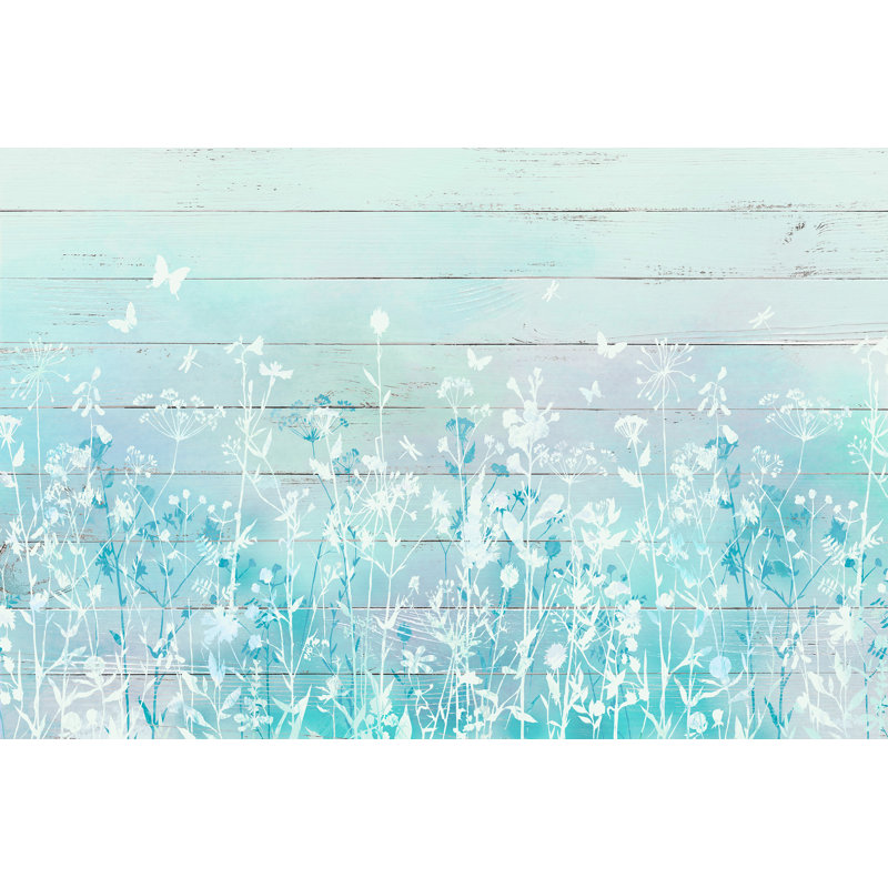 «Meadow Breeze - Pastel Wildflower Silhouette», art sur toile tendue, H 24 po x l 36 po