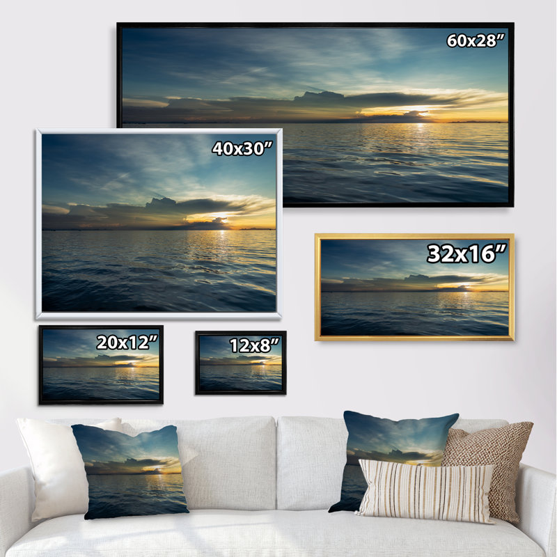 Costal Sunset on Dramatic Sky - photographie sur toile, Cadre noir, H 30 po x l 40 po x P 1,5 po