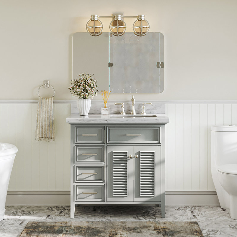 Kensington 37'' W Single Vanity, White, Right