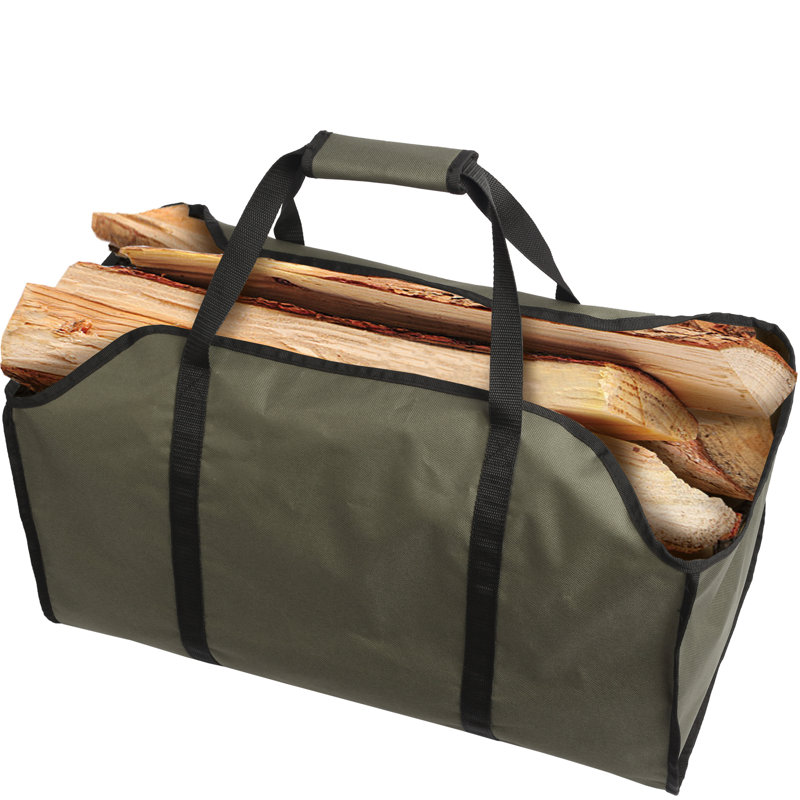 Sac de transport de bûches, sac fourre-tout en bois ciré, robuste, vert armée ou gris, Vert
