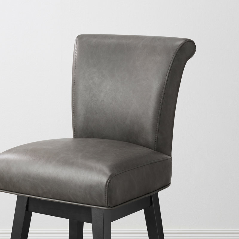 Tabouret de bar et de comptoir pivotant Elora, Tabouret de bar (siège d'une hauteur de 30 po), Similicuir gris caillou gris