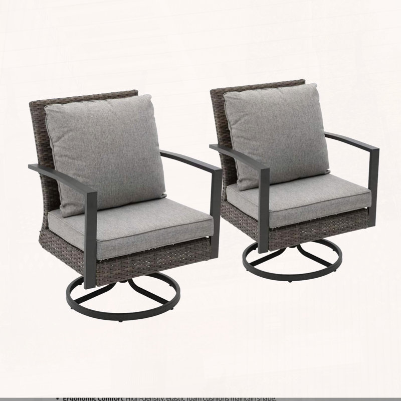 Ensemble de 2 chaises de patio berçantes pivotantes toutes saisons avec coussins moelleux