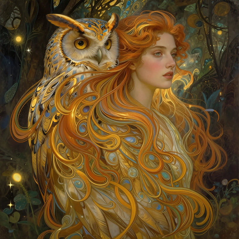 «Owl Guardian Reverie», art mural sur toile tendue, L 30 po x H 30 po x P 1,5 po