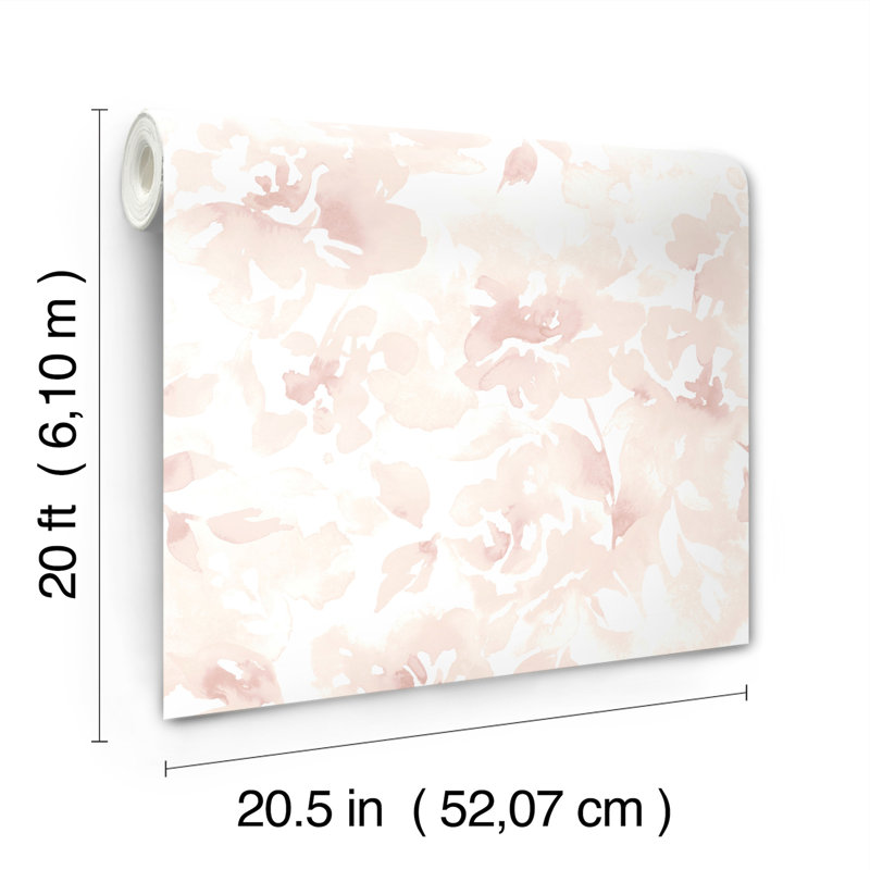 Papier peint floral Renewed, Rose