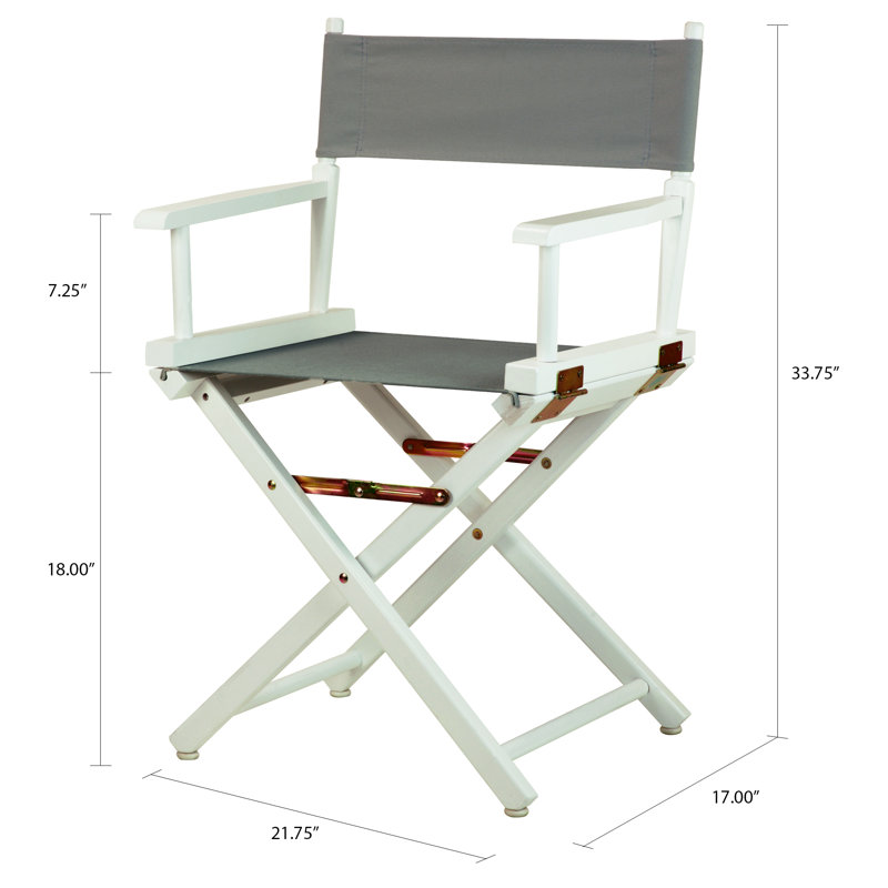 Chaise de réalisateur pliante 18 po, gris, Blanc