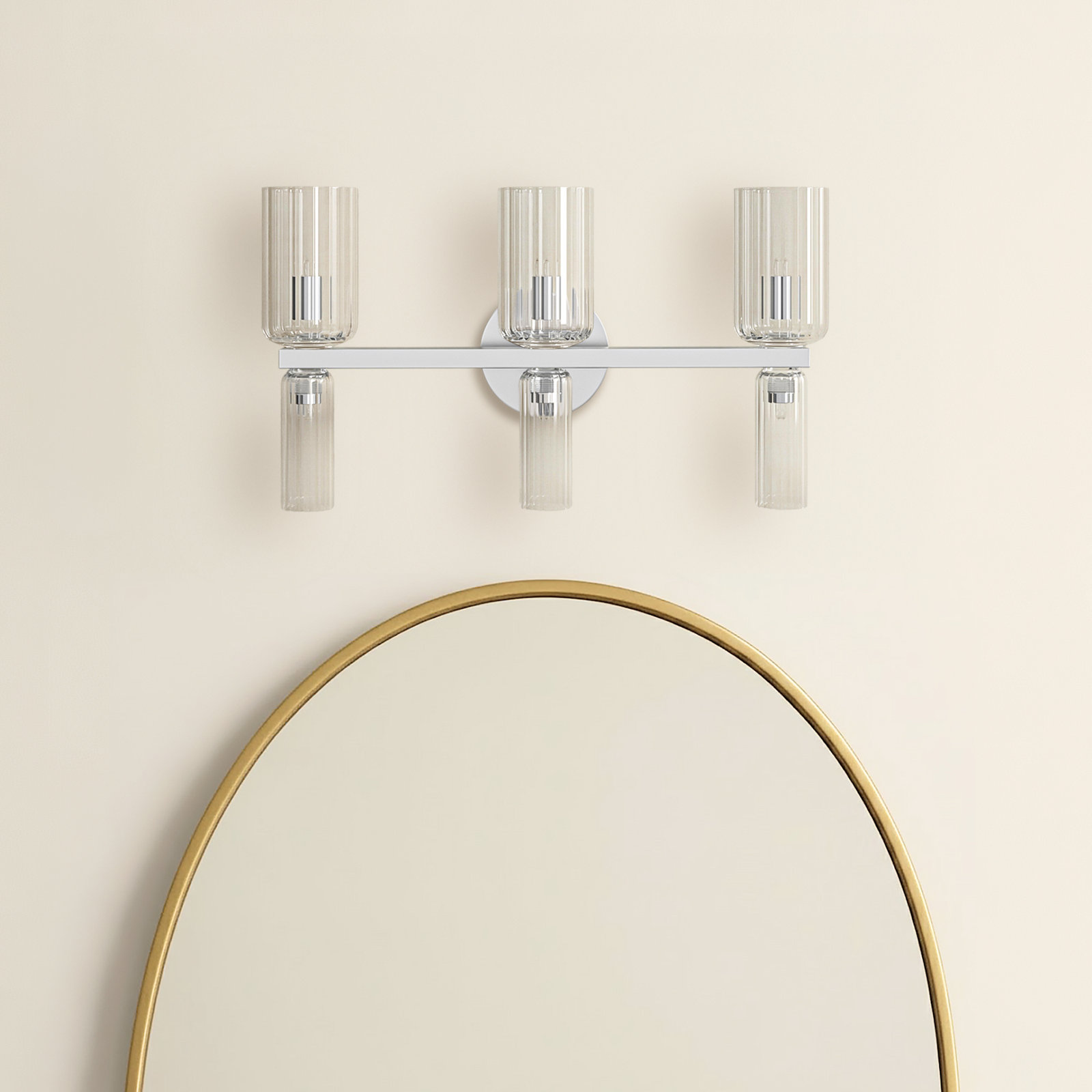 6 Light Vanity Light, Polished Nickel