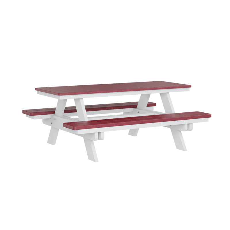 Table de pique-nique rectangulaire Berlin Gardens Ada, H 29 po x L 72 po x l 58 po, Rouge écarlate / blanc
