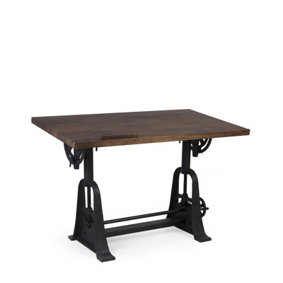 Adjustable Height Solid Wood Iron Drafting Table