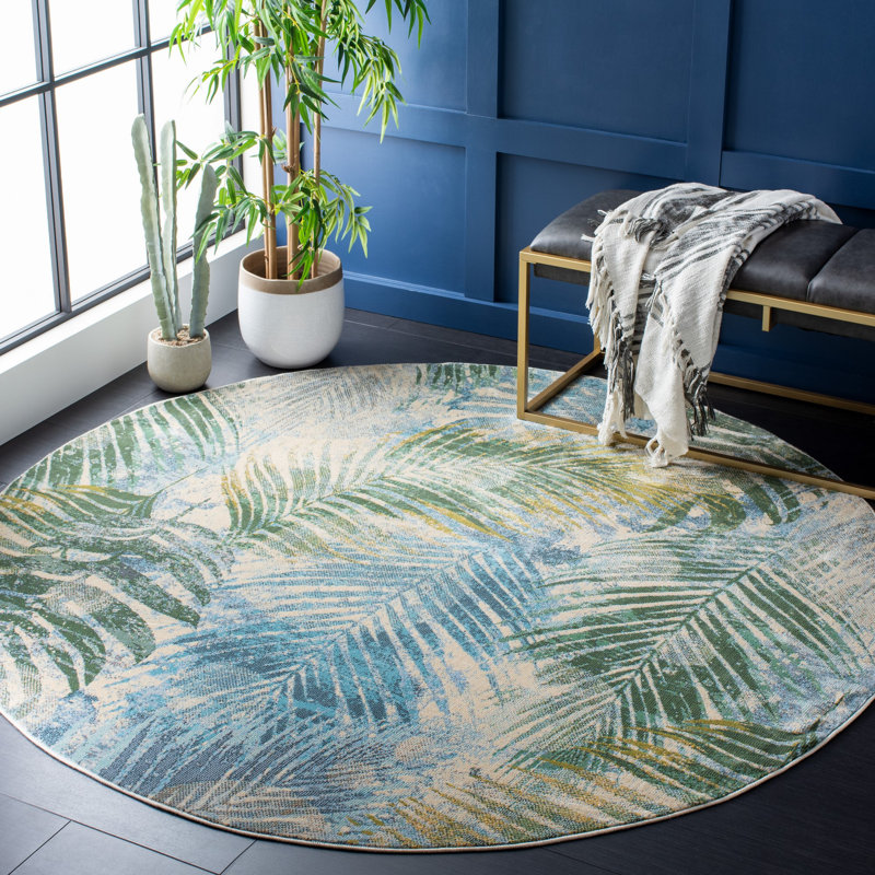 Kinser 300 Performance Floral Rug, Round 6'7"