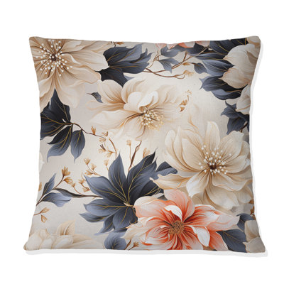 Coastal Tranquil Florals Collage Unveiled V - Floral Printed Throw Pillow