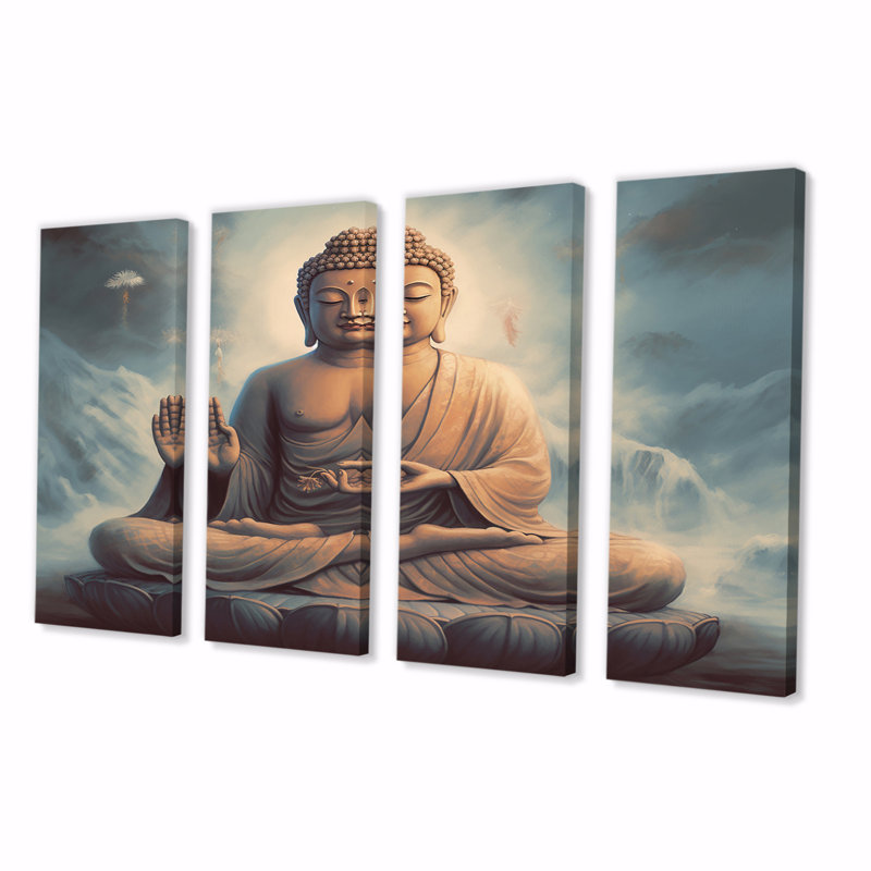 Statue de Bouddha - salon d'art mural bouddhisme - 4 panneaux