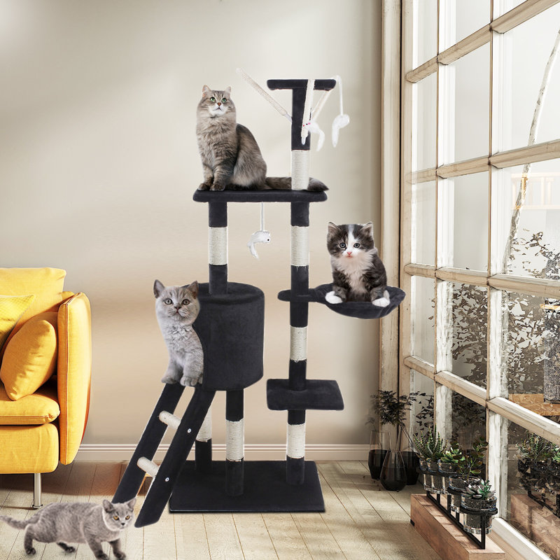 Keagan 138cm H Cat Tree, Black